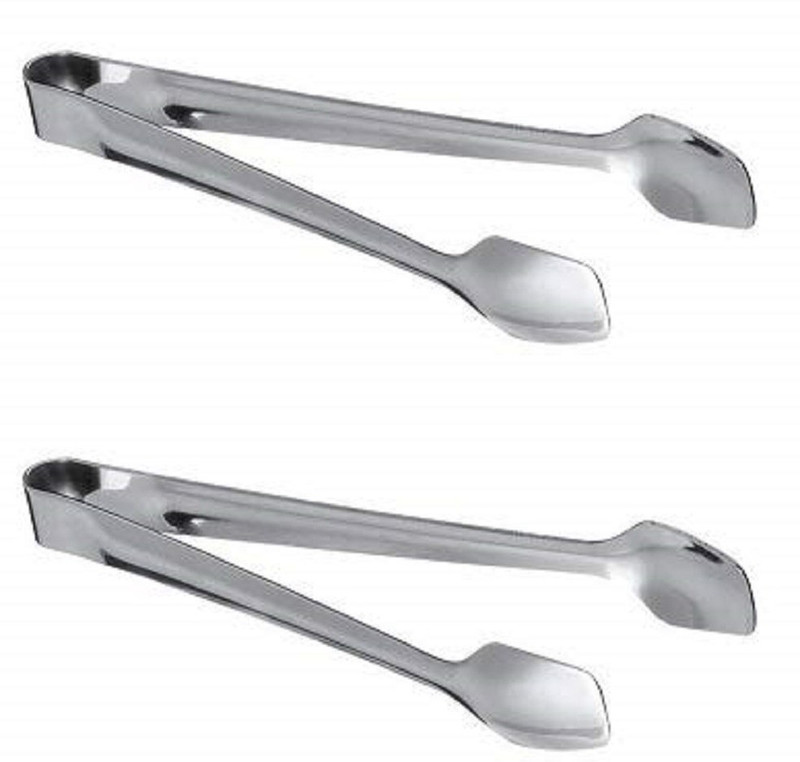 GAFFEL Stainless Steel Mini Sugar Cube Tong|Sugar Ice Cube Appetizer 4.5 Inch, Silver 12 cm Sugar Tongs(Pack of 2)