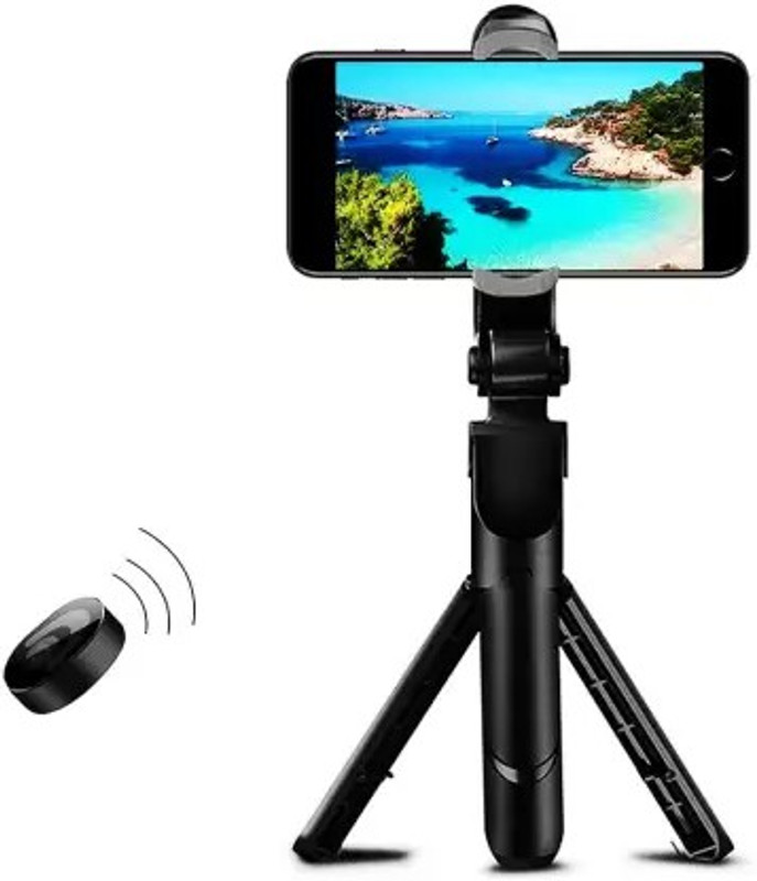 SOJUBA Mini Tripod Stand mobile holder| xt-01 Wireless Selfie Stick with Remote Shutter Tripod, Tripod Ball Head, Tripod Clamp(Black, Supports Up to 500 g)