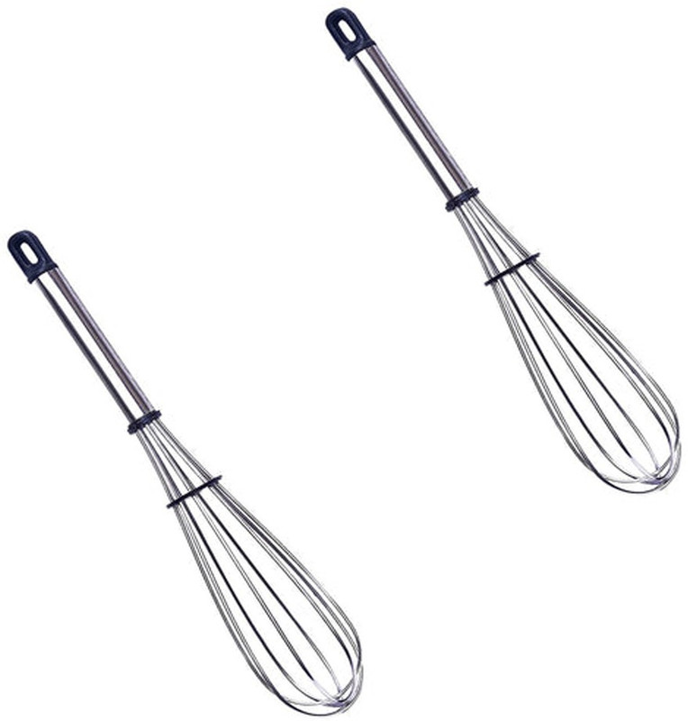 Airoza Stainless Steel Egg Whisk Cake Batter Whisker 25cm, 2-Pieces Set Stainless Steel Balloon Whisk(Pack of 2)