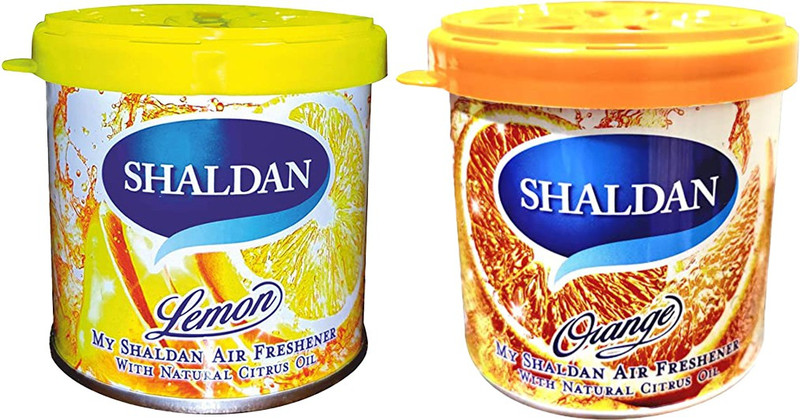 MY SHALDAN Lemon, Orange Air Freshner With Natural Citrus Oil ( 80gm, Pack of 2 ) Portable Car Air Purifier(Yellow, Orange)