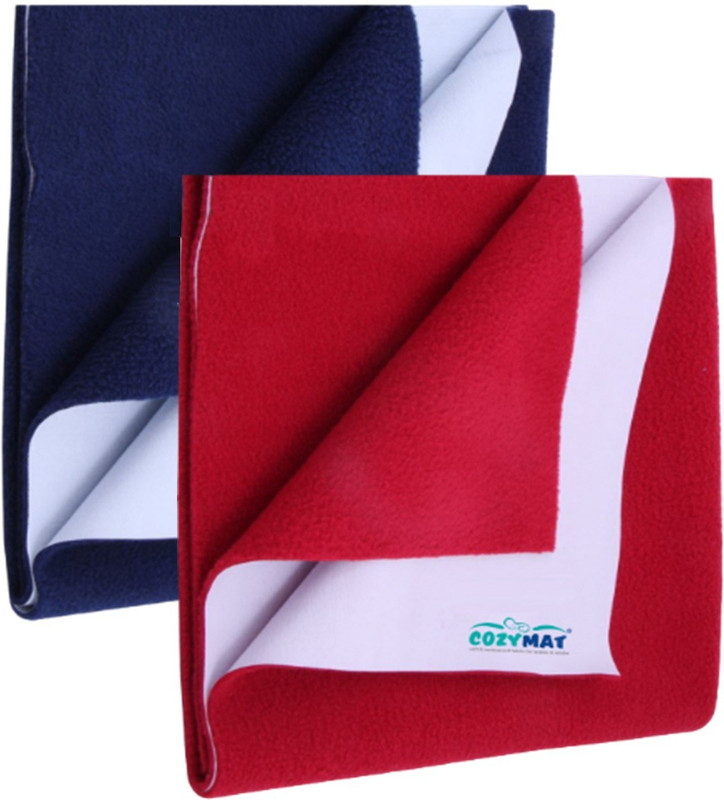 COZYMAT Cotton Baby Bed Protecting Mat(Navy Blue, Maroon, Pack of 2, Small)
