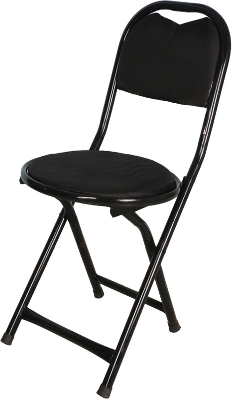 FURNIMAX Folding Stool Chair with Foot Rest for Home & Kitchen/Restaurant/Cafe Metal Cafeteria Chair(Black, Pre-assembled)