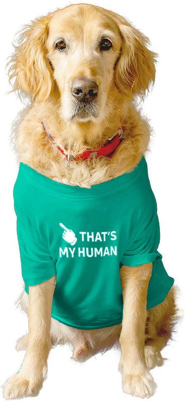 RUSE T-shirt for Dog, Cat(Summer Crew neck"THAT'S MY HUMAN" Printed Tee Gift for Dogs(Salmon)M)