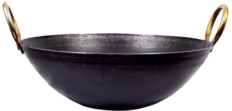 Sonanshi Iron/Lokhand/Loha Black Kadhai for Cooking for Kitchen & Restaurant Kadhai 26.63 cm diameter 1.65 L capacity(Iron)