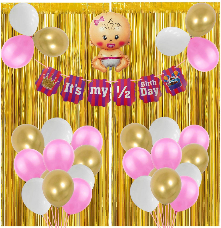 Agk Its My Half Birthday Decorations Set For Girls, 6 Month Birthday Set(Set of 34)