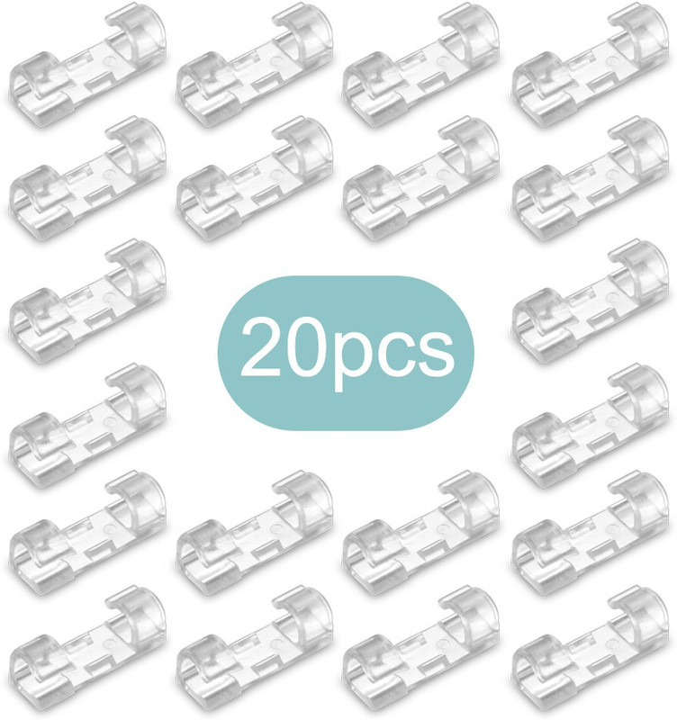 ALWAFLI 20 Pcs Cable Cord Organizer Clips Self-Adhesive Cable Protector Data Cable Wire Cable Protector(White)
