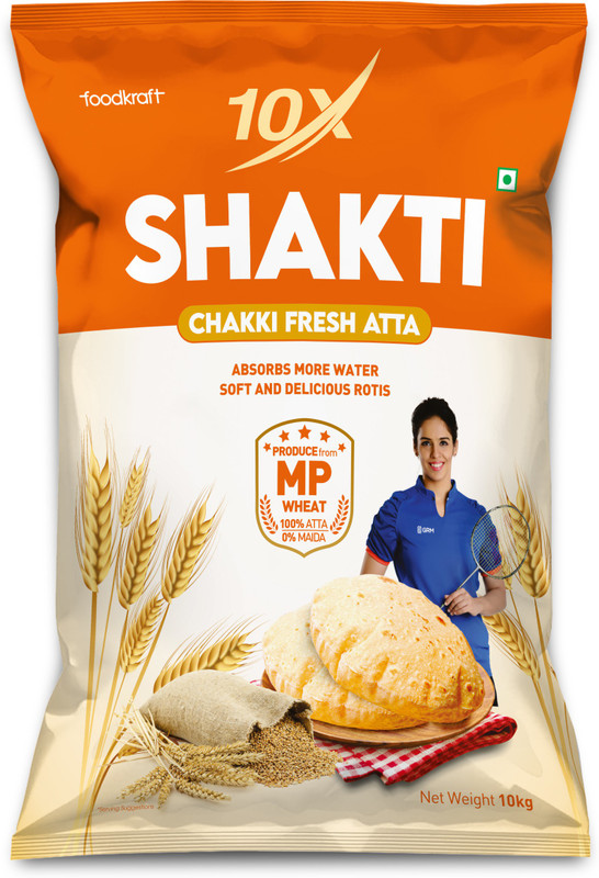 10x Shakti Chakki Fresh Atta, 10Kg(10000 g)
