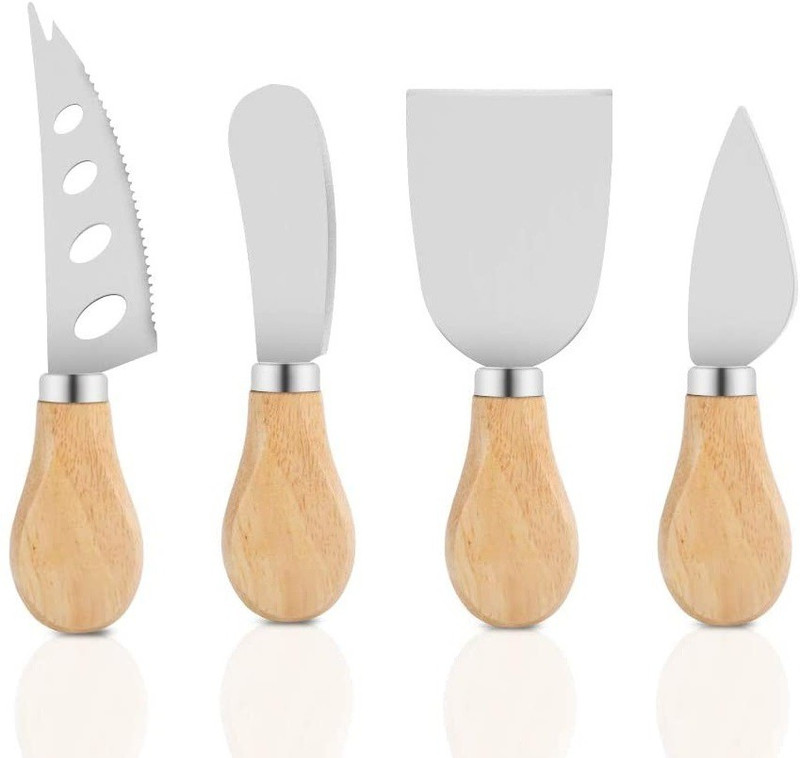Iktu 4 Pieces Cheese Knives Set Stainless Cheese Slicer Cheese Cutter Kitchen Tool Set(Silver, Beige, Knife, Slicer, Cutter)