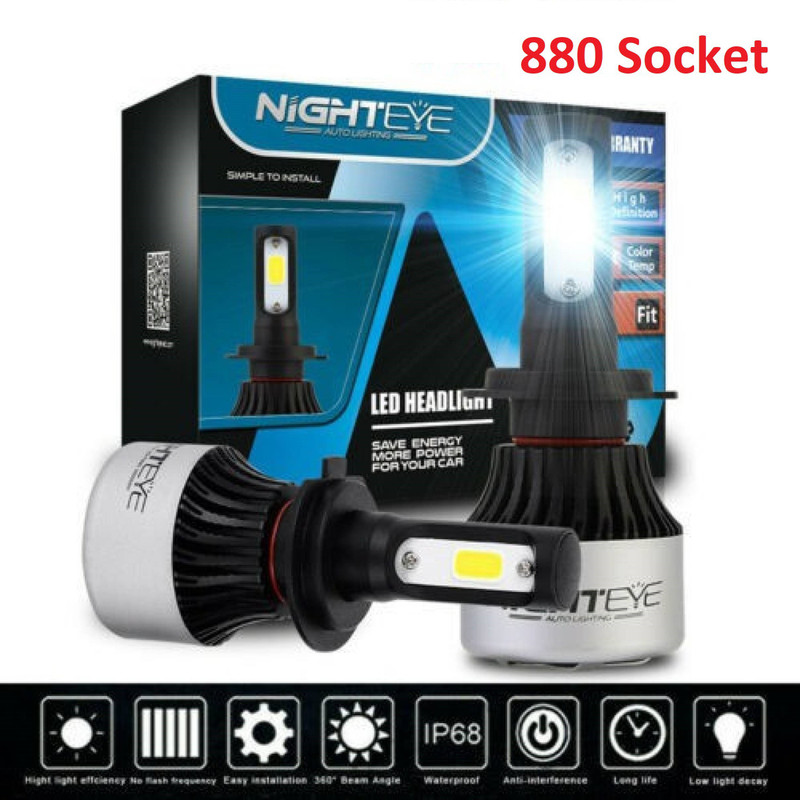 acube mart Nighteye 72W 9000LM 880 Socket LED Headlight Kit Bulbs Lights 6500K White Fog Lamp Motorbike, Car LED (12 V, 72 W)(Universal For Car, Universal For Bike, Pack of 2)