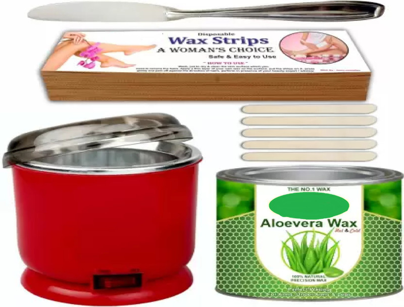 Js Cosmetic Aloevera Wax 600g + Waxing Strips + 5 Sticks + Wax Heater Combo Wax(550 g)