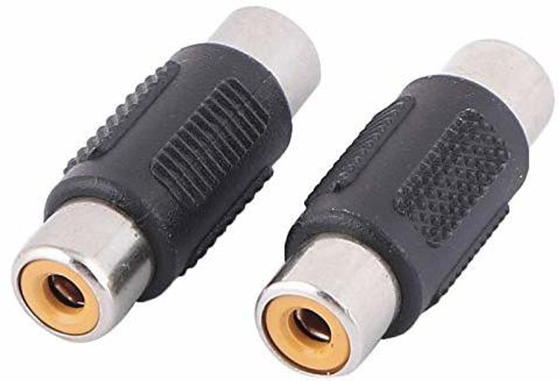 Darahs  TV-out Cable RCA Female Jack to RCA Female Jack Coupler Jointer for AV S/PDIF (2 Pack)(Black, For Home Theater)