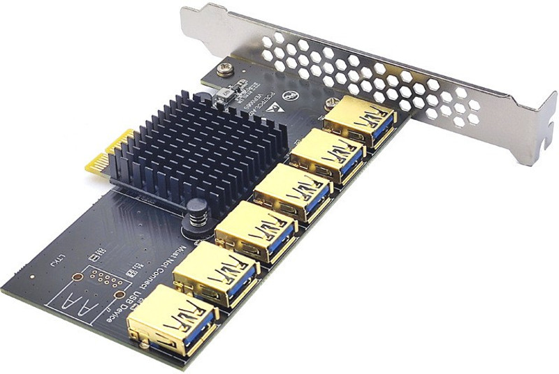 Etzin PCI-E 1 to 6 Riser Card,PCI-E 1X to External 6 PCI-E USB 3.0 Adapte DDR2 1 GB NVIDIA Chipset 6 bit 60 MHz Graphics Card(Black)