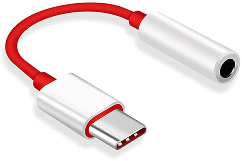 Gadget Zone Red, White Type C to 3.5 mm Audio Jack Converter Noise Cancelling Headphones Jack Converter Phone Converter(ios)