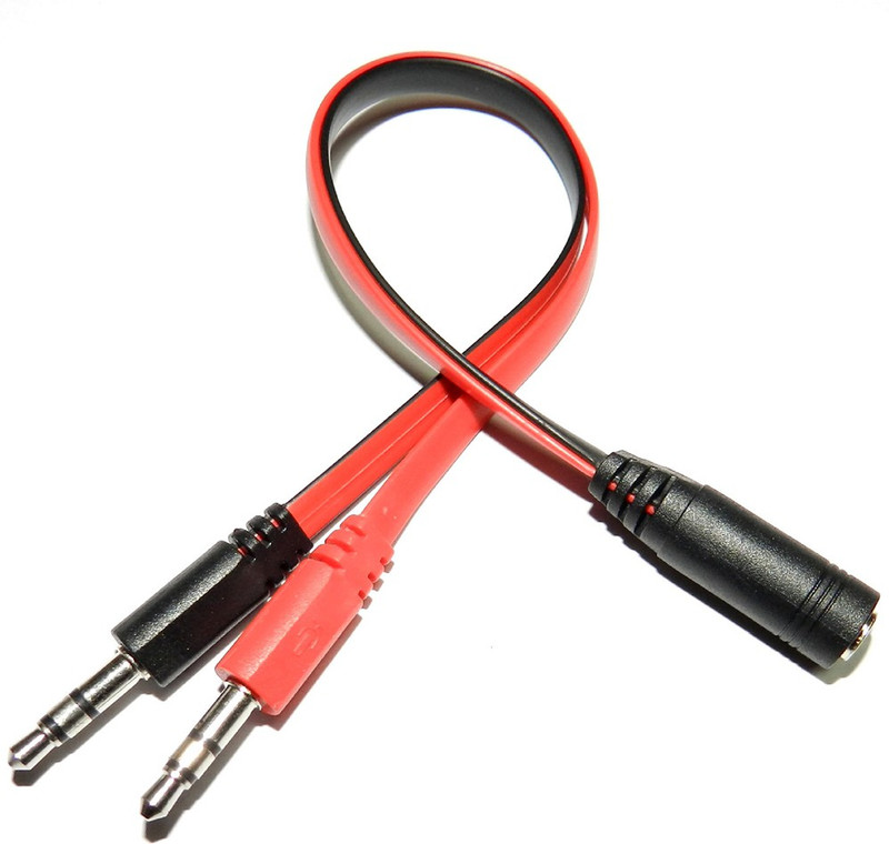 Crystonics Black 3.5mm Female to 2 Dual 3.5mm Male Headphone Mic & Audio Y Splitter Cable Phone Converter(PC or Laptop)