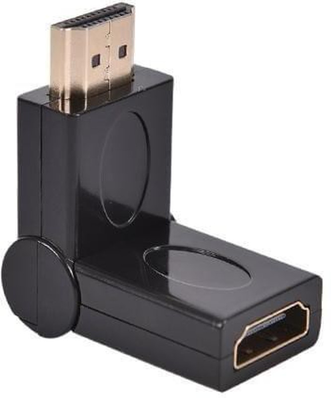 BIGWHEEL Black Gold Plated 90-180 Degree Hdmi Male to Female Adapter, Connector, Converter Phone Converter(Android)