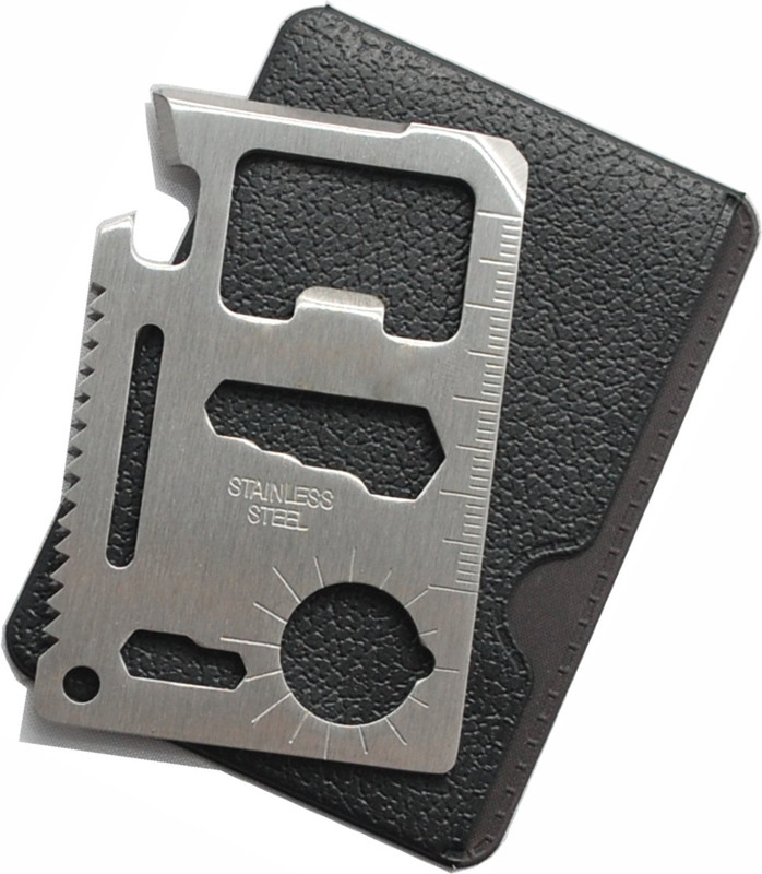 DSTECHBAR Card Tool 11 in 1 Pocket Tool Emergency Survival Tool Camping Pocket Tool Can Opener, Survival Knife(Silver)