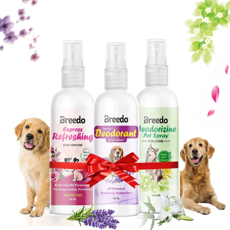 Breedo Dog (Pack of 3) Odor Dog Deodorizine Spray + Deodorant Spray + Refreshing Spray Natural Cologne(300 ml)