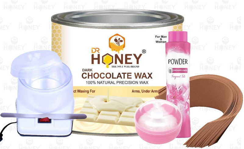 dr honey heater and powder, Puff hair removal wax kit best wax soft wax 600 ram wax ,(Pink)