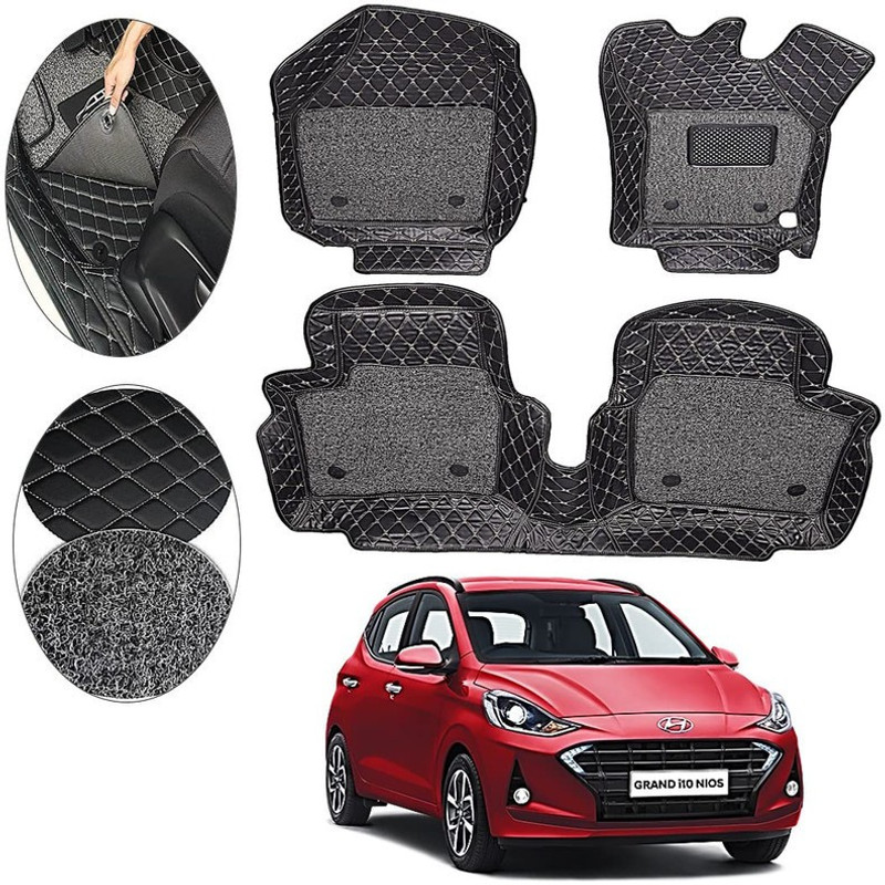 AutoRetail Leather 7D Mat For Hyundai Grand i10 Nios(Black)