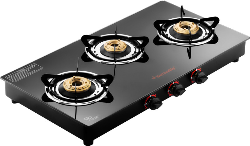 Butterfly Rapid 3 Burner Glass Automatic Gas Stove