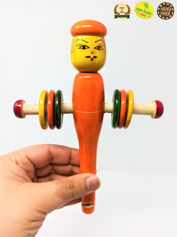 A And A Kreative Wooden Rattle -Dum Dum ( Available in Assorted Colors )(Multicolor)