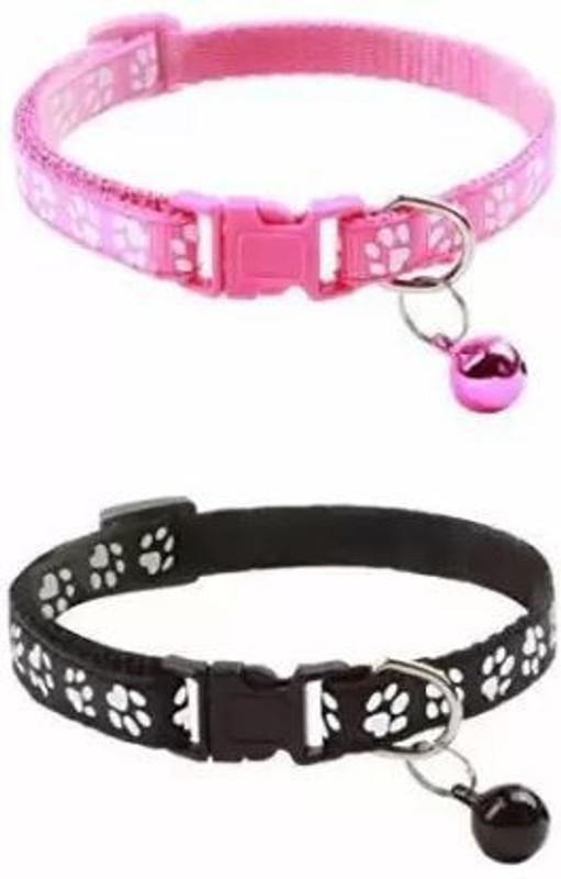 Sip 2PCS Breakaway Bowtie Cat Collar -Cat Collar with Bell Kitten Collars Bell Dog & Cat Collar Charm(Black, Pink, Round)