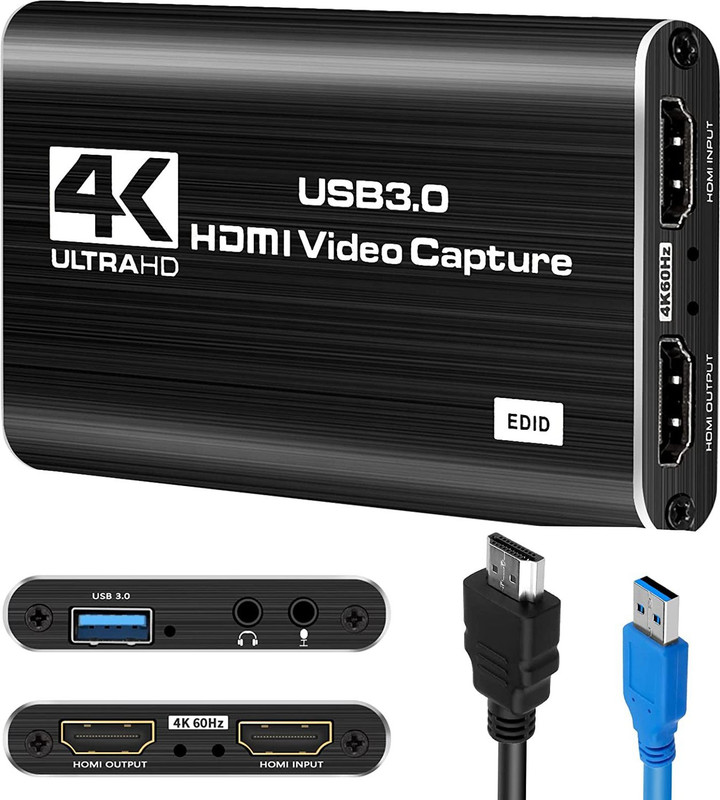 microware 4K UltraHD USB 3.0 HDMI Video Capture for Gaming/Live Streaming/Video Conference Media Streaming Device(Black)