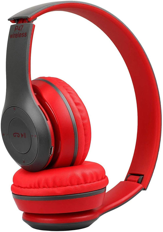 Techobucks High Bass 12Hrs Playtime Bluetooth Wireless Neckband headphone Earphone headset MP3 Player(Red, 0 Display)