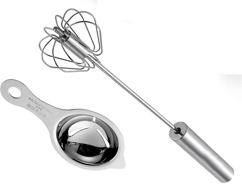 YANCI Egg Yolk Separator for Kitchen Cooking, Baking (Egg Separator & Whisker Set) Stainless Steel Egg Separator Set(Silver, Pack of 1)
