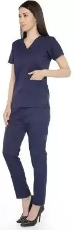 IS IndoSurgicals Unisex Scrub Suit (V-Neck) Shirt, Pant Hospital Scrub(Navy Blue XS)