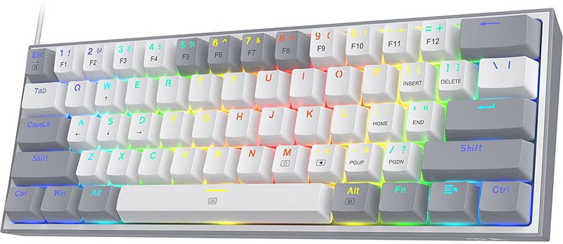 Redragon K617 WHITE Wired USB Handheld Multi-device Keyboard Compatible with Desktop, Laptop, Mac(White)
