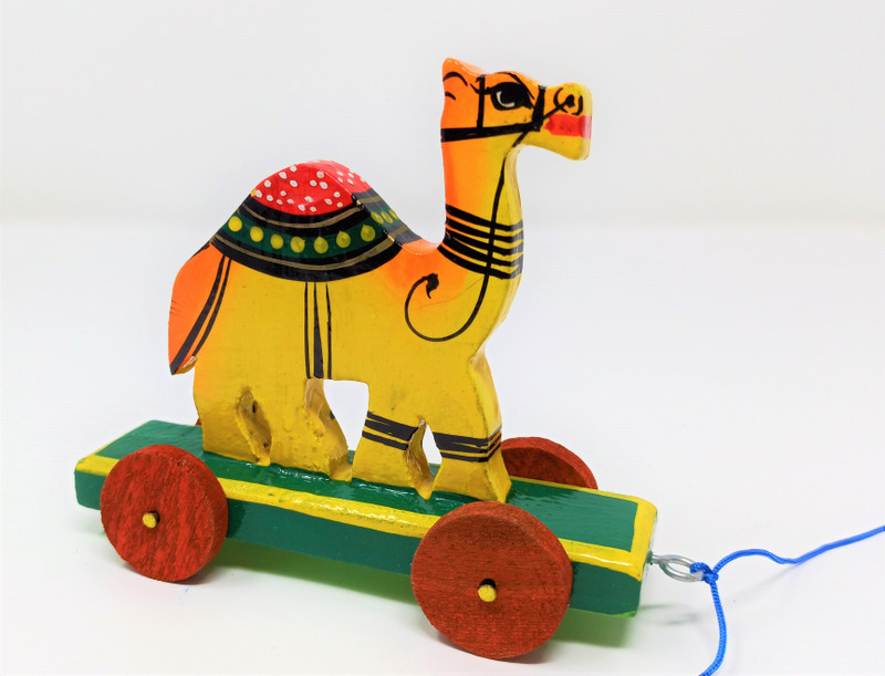 A And A Kreative Wooden Pull Along Indian Camel Toy(Multicolor)