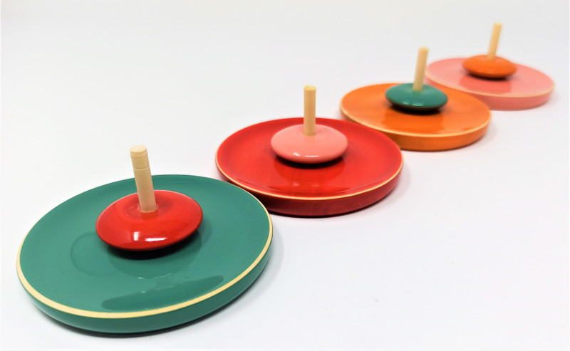 A And A Kreative Wooden Table Top Spinning Top Toy