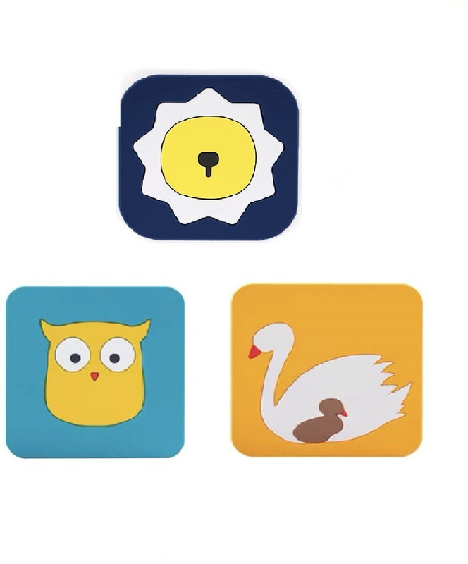 HENIJ Cartoon Silicone Non-Slip Insulation Cute Animal Pattern Trivet Pan for Hot Pot (Random Color , Round) Polyvinyl Chloride Trivet(Pack of 3)