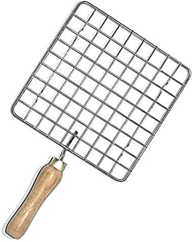 NewQ Square Roaster Papad Jali, net, Barbecue Grill with Wooden Handle 0.2 kg Roaster(Silver)
