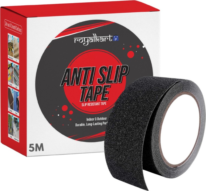 Royalkart HighPower Anti-slip tape Handheld Dispenser – Glow-in-Dark for Local Illumination - Anti Skid Improves Grip and Prevents Risk of Slippage on Stairs or Other Slippery Surfaces (50 mm x 5 meter, Black) (Manual)(Set of 1, Black)