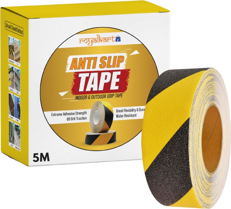 Royalkart HighPower Anti-slip tape Handheld Anti Skid Improves Grip and Prevents Risk of Slippage on Stairs or Other Slippery Surfaces (50 mm x 5 meter, Yellow-Black) (Manual)(Set of 1, Black, Yellow)