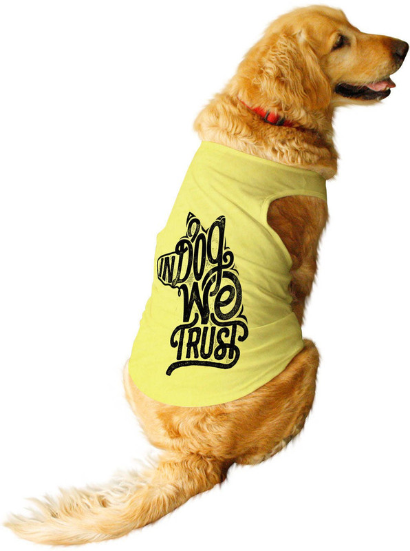 RUSE T-shirt for Dog("In Dog We Trust" Printed Summer Dog Tee(Lemon Yellow))