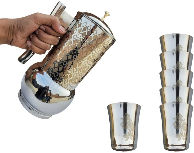 FarQue Pirmaid Steel Jug and Glass Set Jug Glass Set(stainless steel)