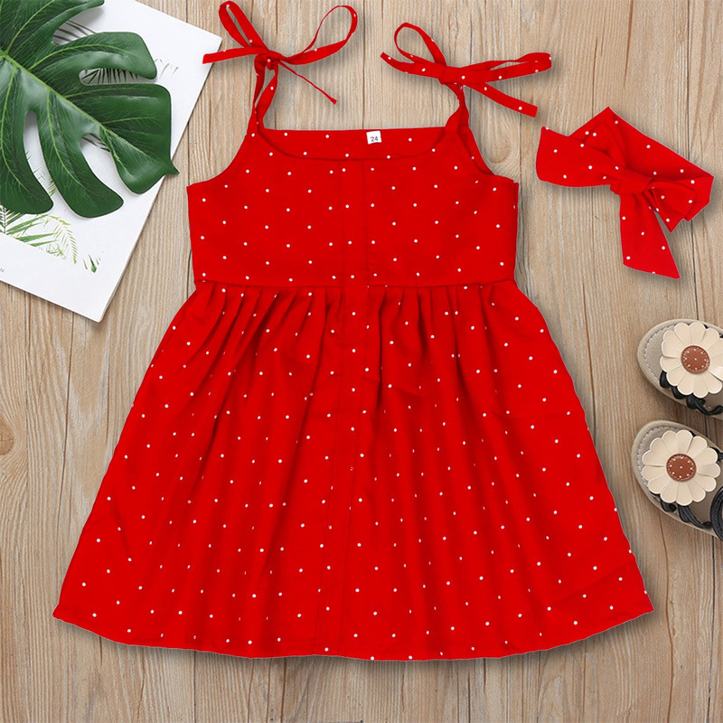 Lkcreation Baby Girls Midi/Knee Length Casual Dress(Red, Sleeveless)
