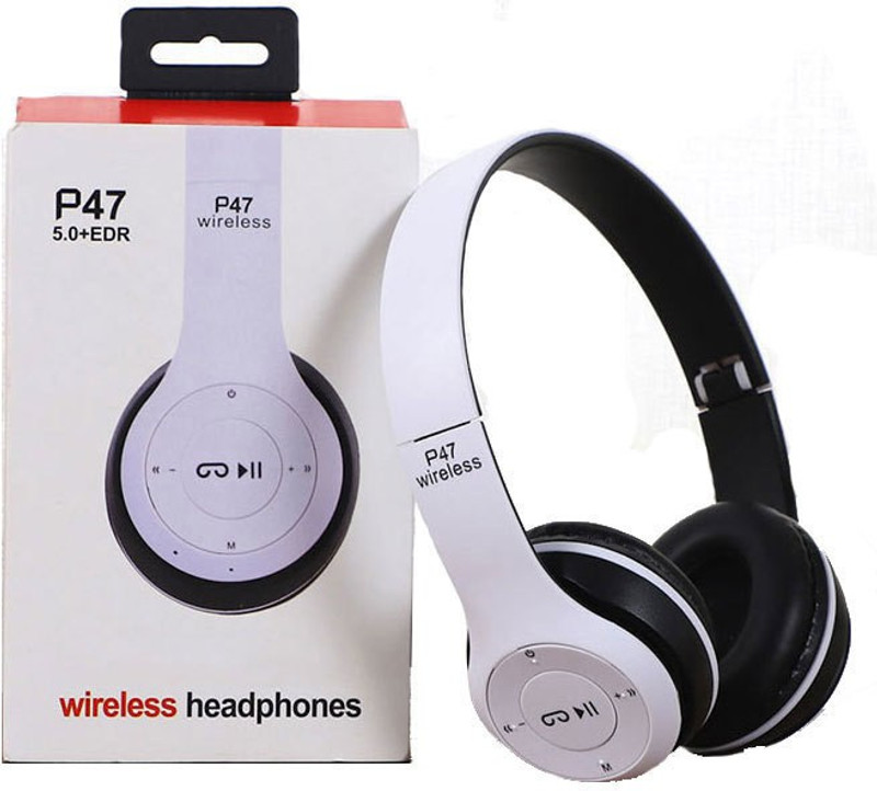 Techobucks Flexibe 12hrs playback Bluetooth Wireless Headphone with Mic MP4 Player(White, 0 Display)