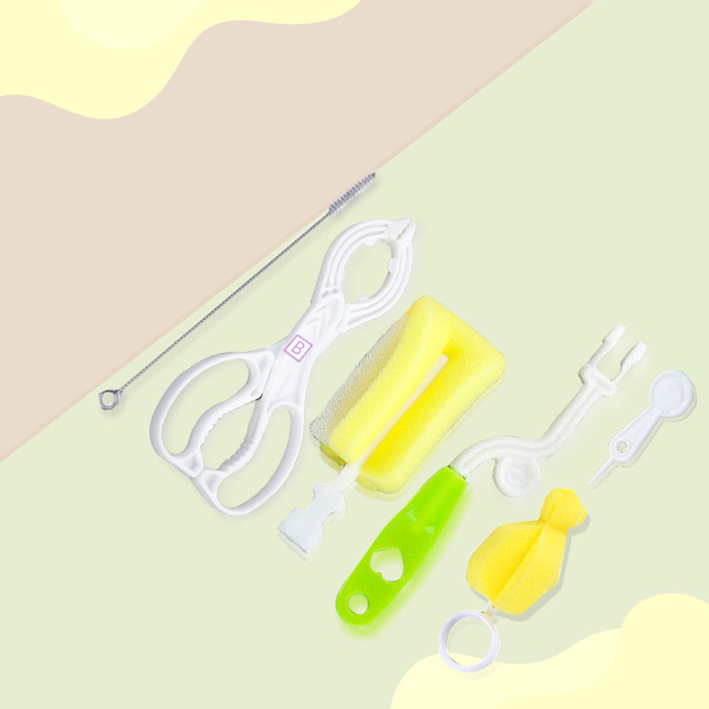 Bembika Baby Bottle Brush 5 Pcs, Silicone Baby Bottle Brush Cleaner,(Yellow Color)(Yellow)
