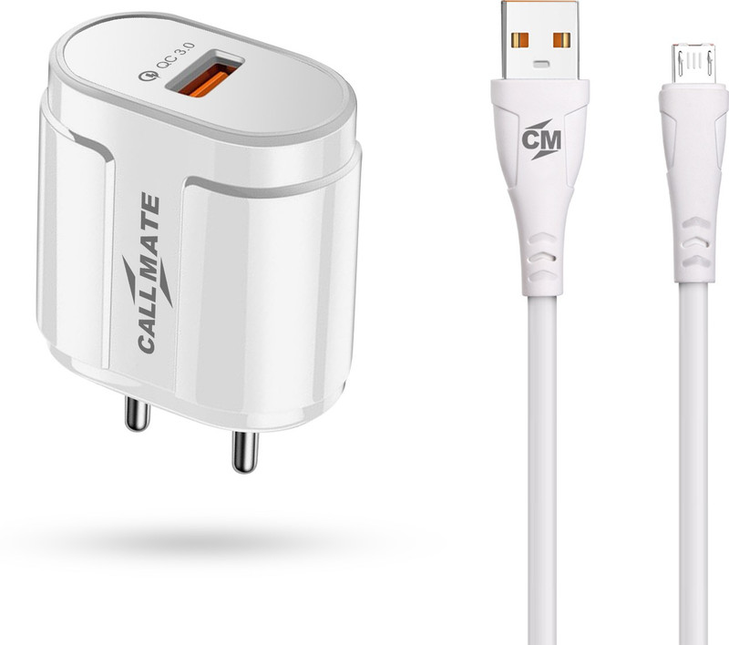 Callmate 12 W Qualcomm 3.0 3.1 A Wall Charger for Mobile with Detachable Cable(White, Cable Included)