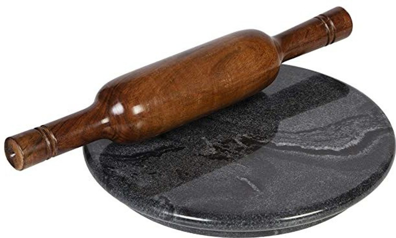 EVEROON Premium Quality Black Marble Chakla and Belan/ Rolling Board and Rolling Pin Rolling Pin & Board(Black, Pack of 2)