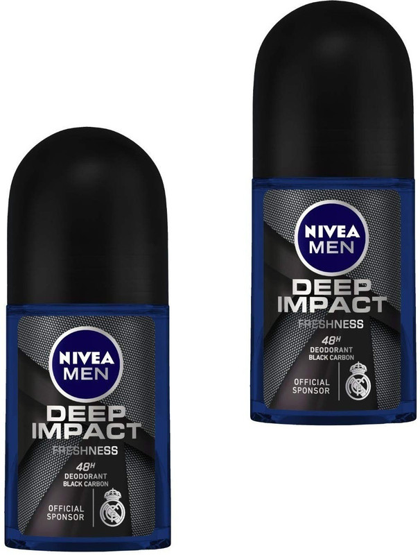 NIVEA Men Deep Impact Deodorant Roll-On 50ML Each (Pack of 2) Deodorant Roll-on - For Men(100 ml, Pack of 2)