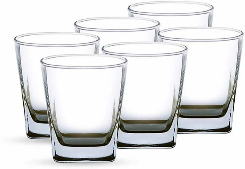 S1Store (Pack of 6) Crystal Clear Square Whiskey glass set of 6 Glass Set (250 ml, Glass) Glass Set Glass Set Whisky Glass(250 ml, Glass, Clear)