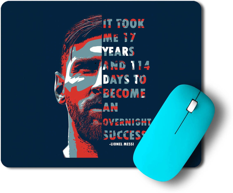 gray wall Messi Quote Nonslip Base Graphic Non Slip Base Mousepad(Multicolor)