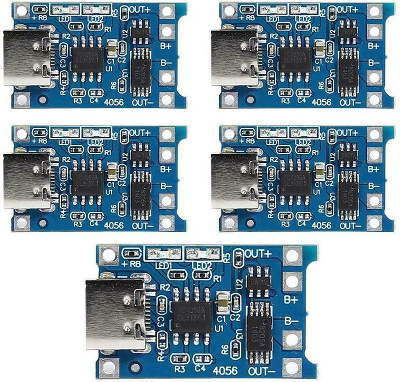HUBX C-TYPE TP4056 18650 3.7V Lipo Lithium Battery Charging Module KIT- Pack of 5(Blue)