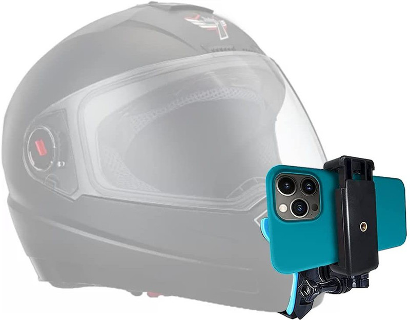 Adofys Motorcycle Helmet Chin Strap Mount with Mobile Clip & Screw attachments Strap(Blue)