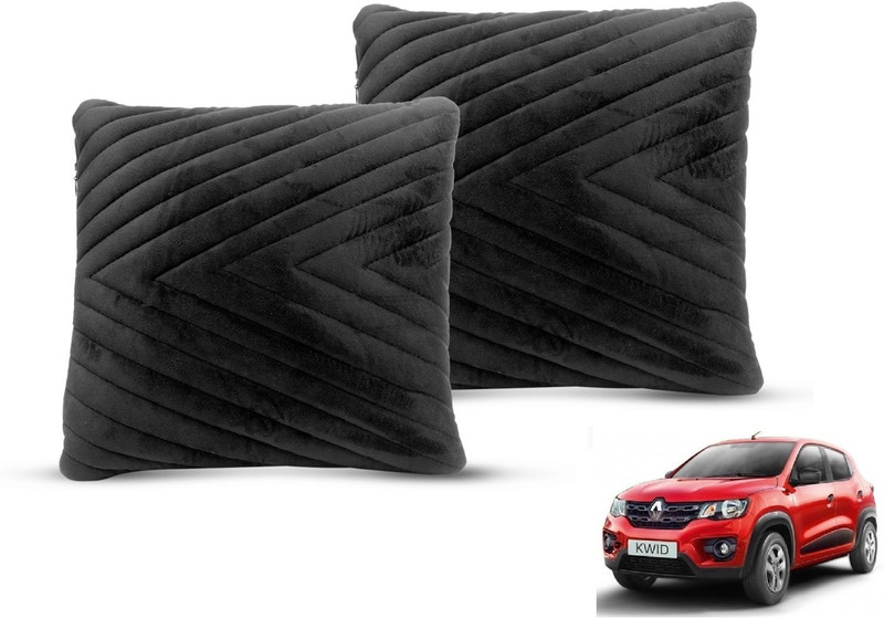 MOCKHE Black Velvet Car Pillow Cushion for Renault(Square, Pack of 2)